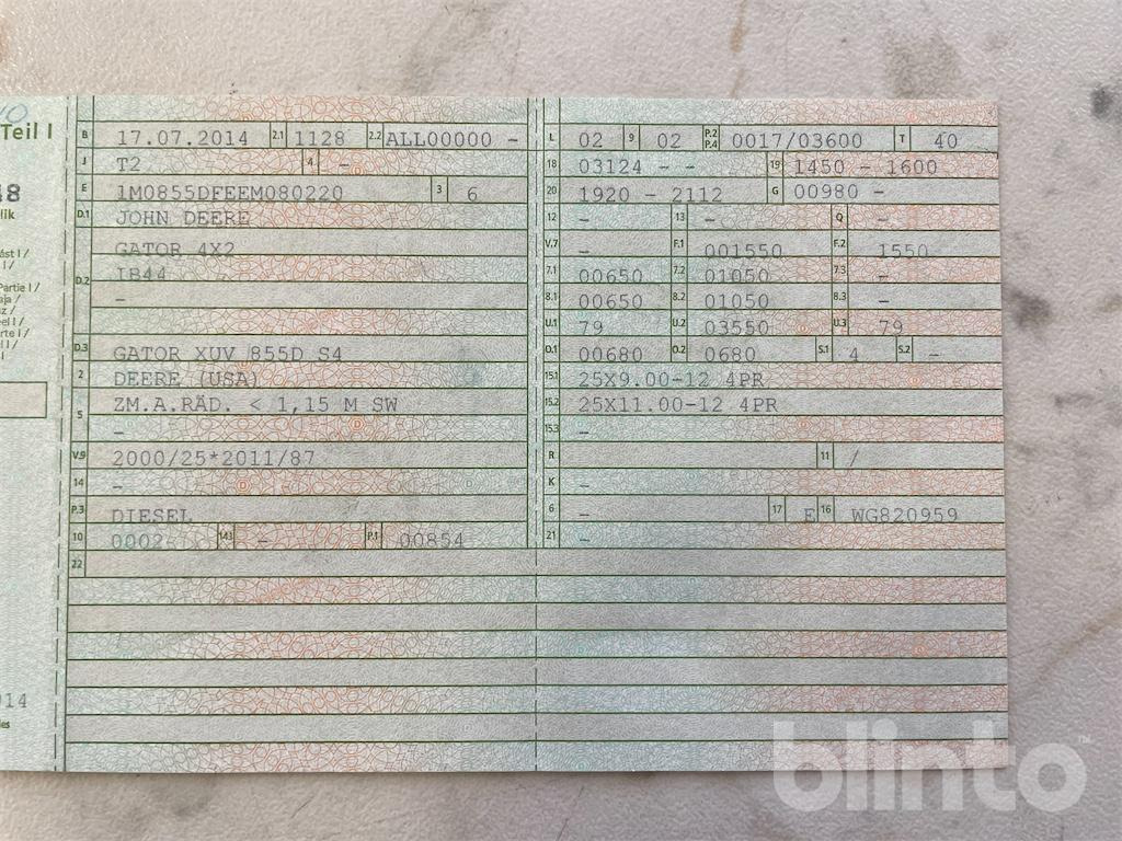 Τετράκλινα John Deere Gator XUV 855D 4x2 (2014): φωτογραφία 7 Τετράκλινα John Deere Gator XUV 855D 4x2 (2014): φωτογραφία 7