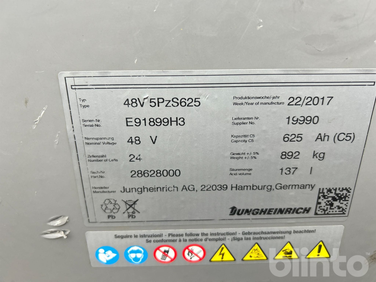 Jungheinrich 5PzS625 - Συσσωρευτής για Περονοφόρο όχημα: φωτογραφία 5 Jungheinrich 5PzS625 - Συσσωρευτής για Περονοφόρο όχημα: φωτογραφία 5