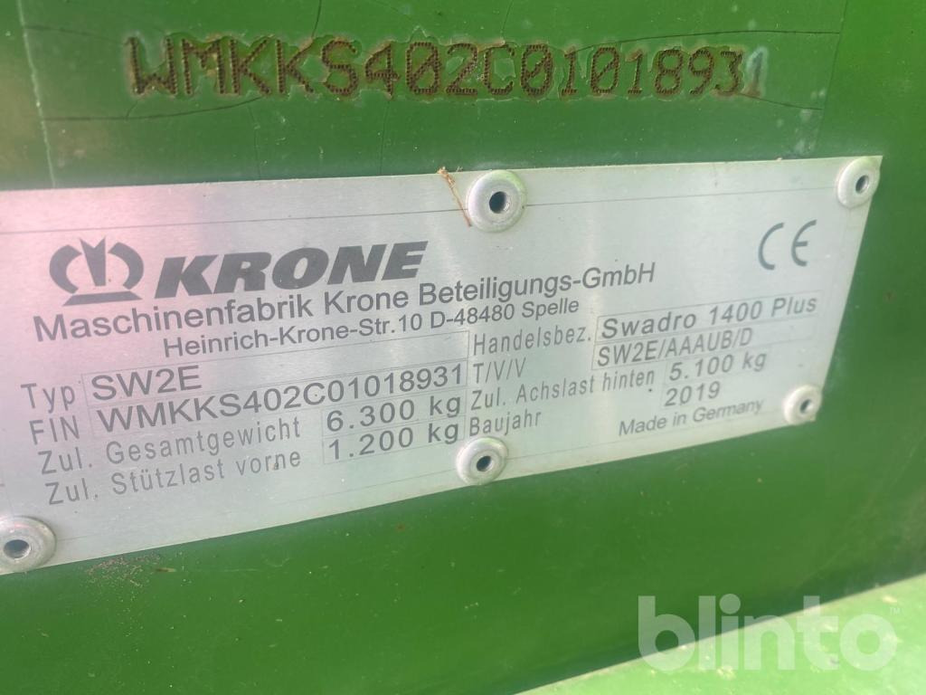 Krone Swadro 1400 Plus (2019) - Χορτοσυλλέκτης: φωτογραφία 5 Krone Swadro 1400 Plus (2019) - Χορτοσυλλέκτης: φωτογραφία 5
