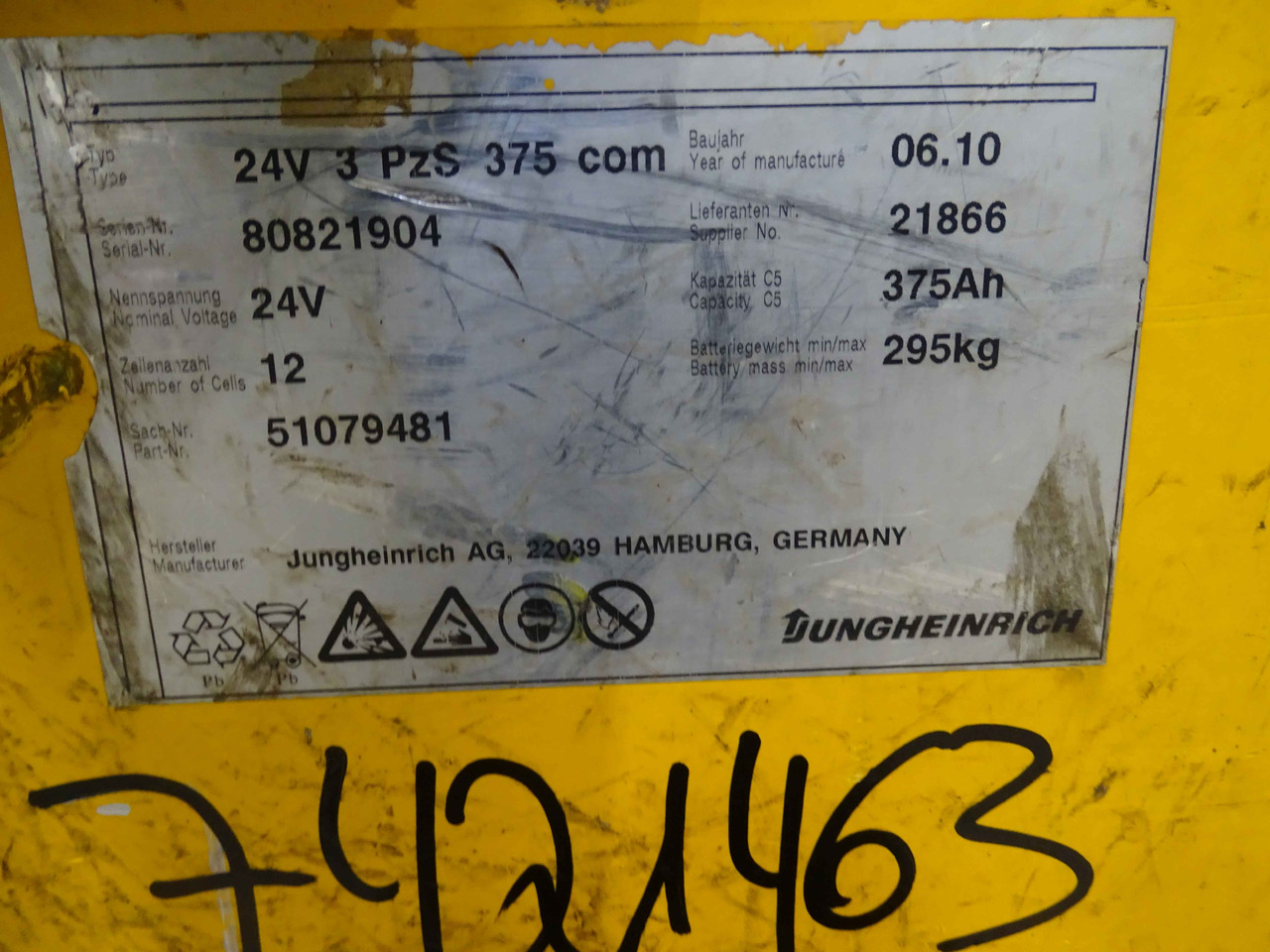 Jungheinrich 24V375AH - Συσσωρευτής για Ανυψωτικό μηχάνημα: φωτογραφία 4 Jungheinrich 24V375AH - Συσσωρευτής για Ανυψωτικό μηχάνημα: φωτογραφία 4