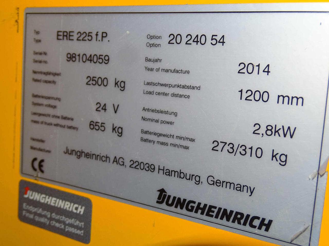 Jungheinrich ERE225/2400MM - Παλετοφόρο: φωτογραφία 5 Jungheinrich ERE225/2400MM - Παλετοφόρο: φωτογραφία 5